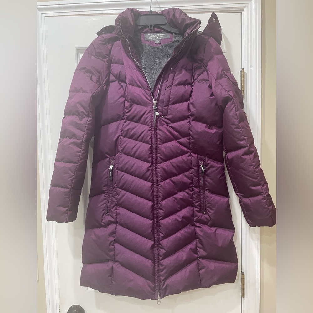 Eddie Bauer Women's Sun Valley Down Hooded Parka MEDIUM Dark Plum